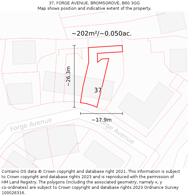 37, FORGE AVENUE, BROMSGROVE, B60 3GG: Plot and title map