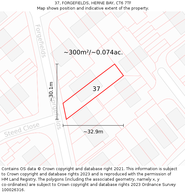 37, FORGEFIELDS, HERNE BAY, CT6 7TF: Plot and title map