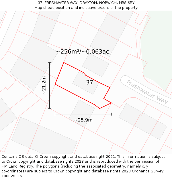 37, FRESHWATER WAY, DRAYTON, NORWICH, NR8 6BY: Plot and title map