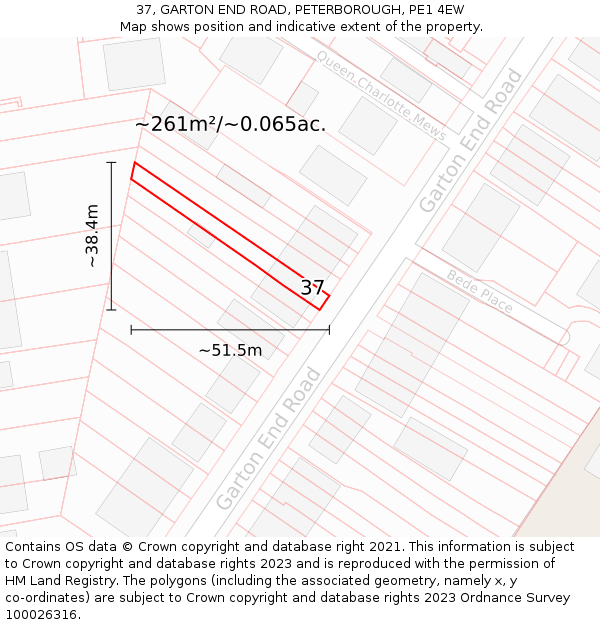 37, GARTON END ROAD, PETERBOROUGH, PE1 4EW: Plot and title map