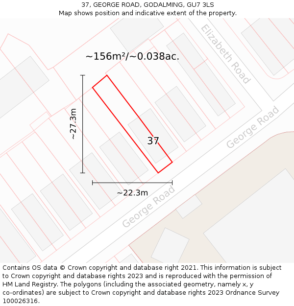 37, GEORGE ROAD, GODALMING, GU7 3LS: Plot and title map