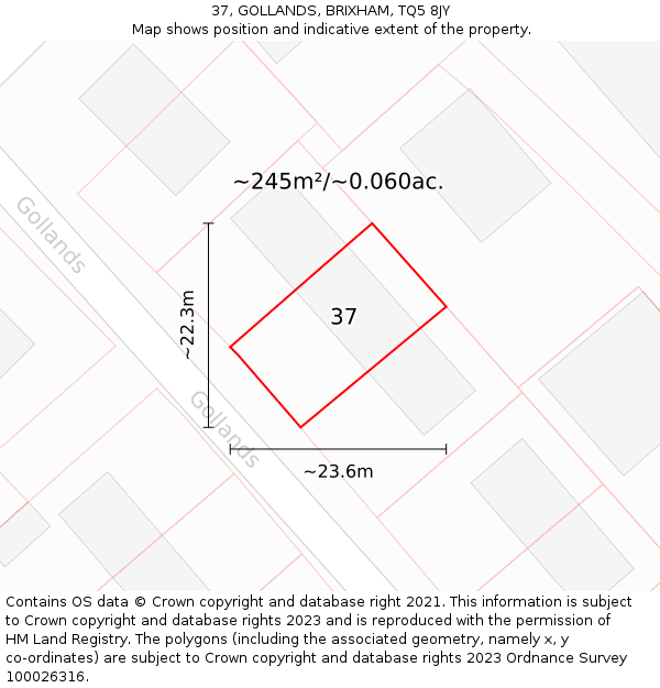 37, GOLLANDS, BRIXHAM, TQ5 8JY: Plot and title map