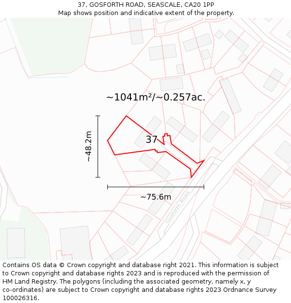 37, GOSFORTH ROAD, SEASCALE, CA20 1PP: Plot and title map