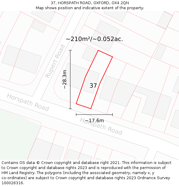 37, HORSPATH ROAD, OXFORD, OX4 2QN: Plot and title map