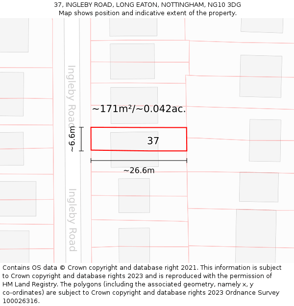 37, INGLEBY ROAD, LONG EATON, NOTTINGHAM, NG10 3DG: Plot and title map