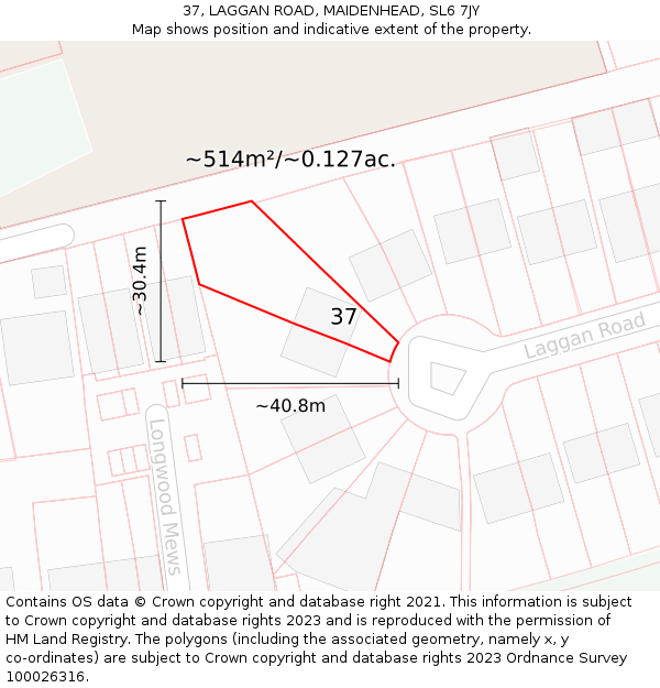 37, LAGGAN ROAD, MAIDENHEAD, SL6 7JY: Plot and title map