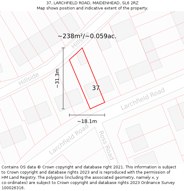 37, LARCHFIELD ROAD, MAIDENHEAD, SL6 2RZ: Plot and title map