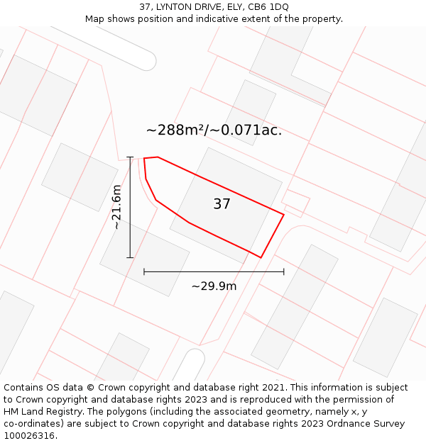 37, LYNTON DRIVE, ELY, CB6 1DQ: Plot and title map