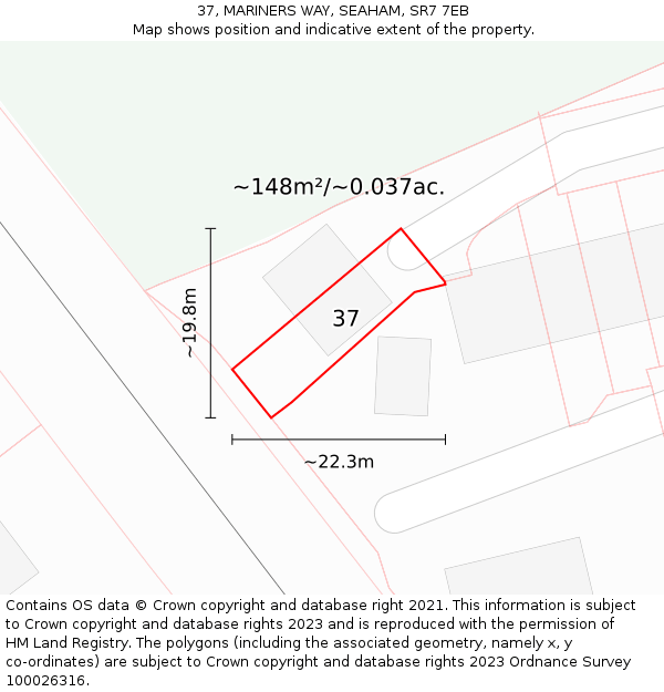 37, MARINERS WAY, SEAHAM, SR7 7EB: Plot and title map