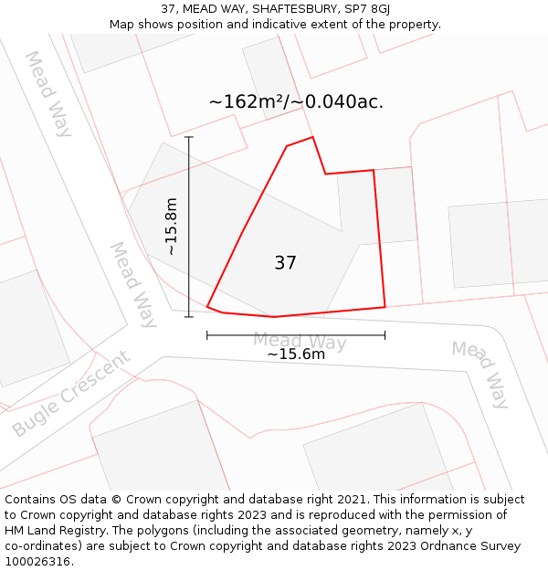 37, MEAD WAY, SHAFTESBURY, SP7 8GJ: Plot and title map