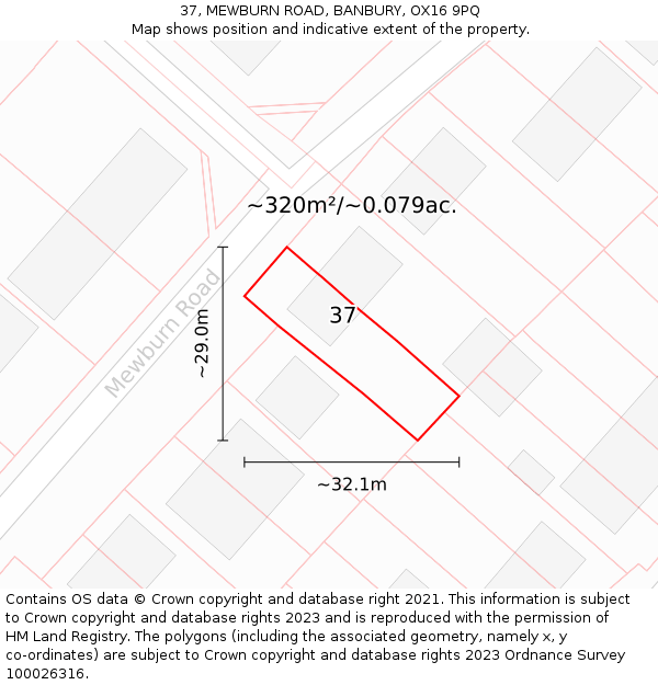 37, MEWBURN ROAD, BANBURY, OX16 9PQ: Plot and title map