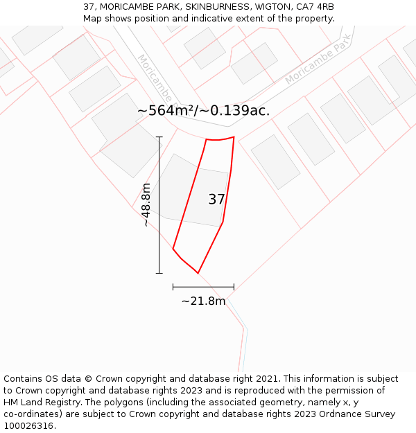 37, MORICAMBE PARK, SKINBURNESS, WIGTON, CA7 4RB: Plot and title map