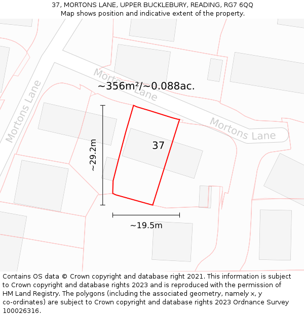 37, MORTONS LANE, UPPER BUCKLEBURY, READING, RG7 6QQ: Plot and title map