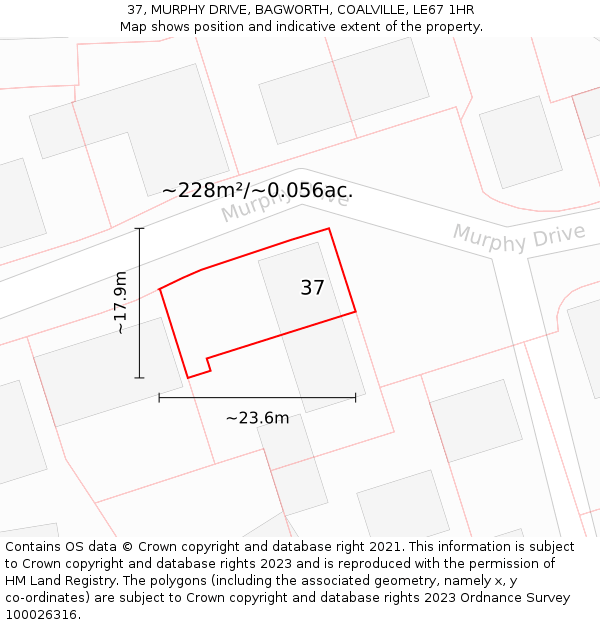 37, MURPHY DRIVE, BAGWORTH, COALVILLE, LE67 1HR: Plot and title map