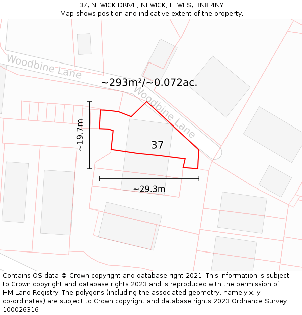37, NEWICK DRIVE, NEWICK, LEWES, BN8 4NY: Plot and title map