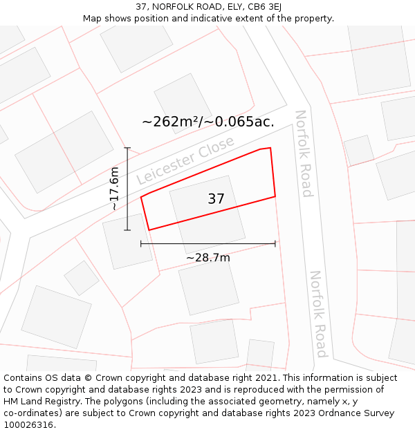 37, NORFOLK ROAD, ELY, CB6 3EJ: Plot and title map