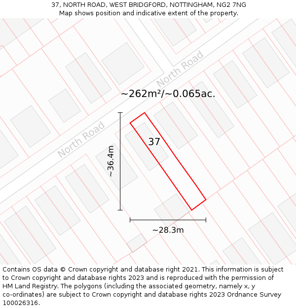 37, NORTH ROAD, WEST BRIDGFORD, NOTTINGHAM, NG2 7NG: Plot and title map