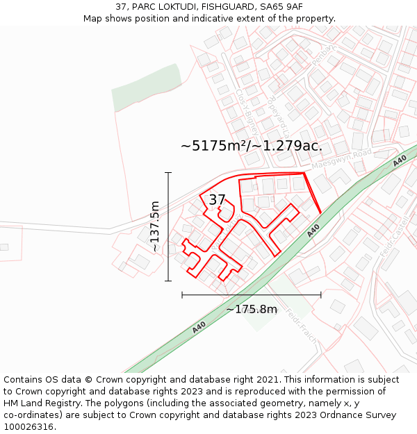 37, PARC LOKTUDI, FISHGUARD, SA65 9AF: Plot and title map