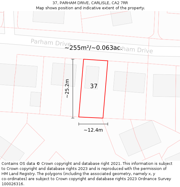 37, PARHAM DRIVE, CARLISLE, CA2 7RR: Plot and title map