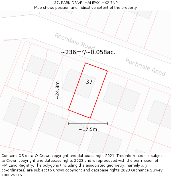 37, PARK DRIVE, HALIFAX, HX2 7NP: Plot and title map