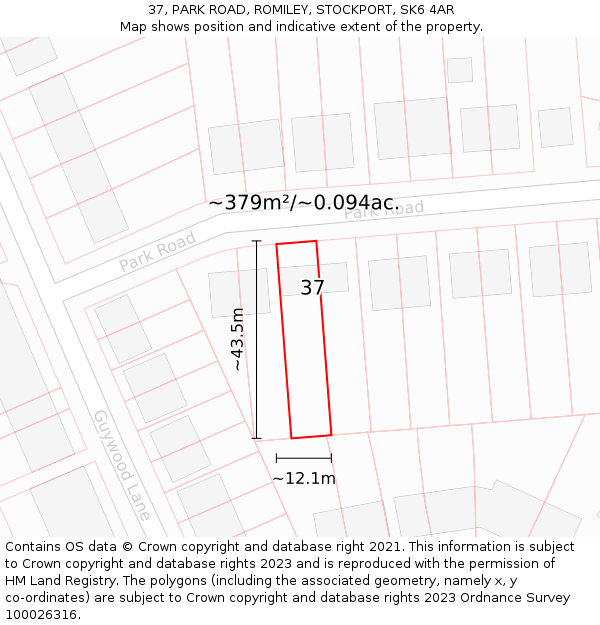 37, PARK ROAD, ROMILEY, STOCKPORT, SK6 4AR: Plot and title map