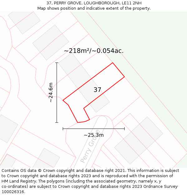 37, PERRY GROVE, LOUGHBOROUGH, LE11 2NH: Plot and title map