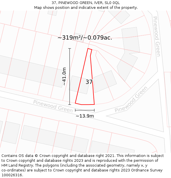 37, PINEWOOD GREEN, IVER, SL0 0QL: Plot and title map