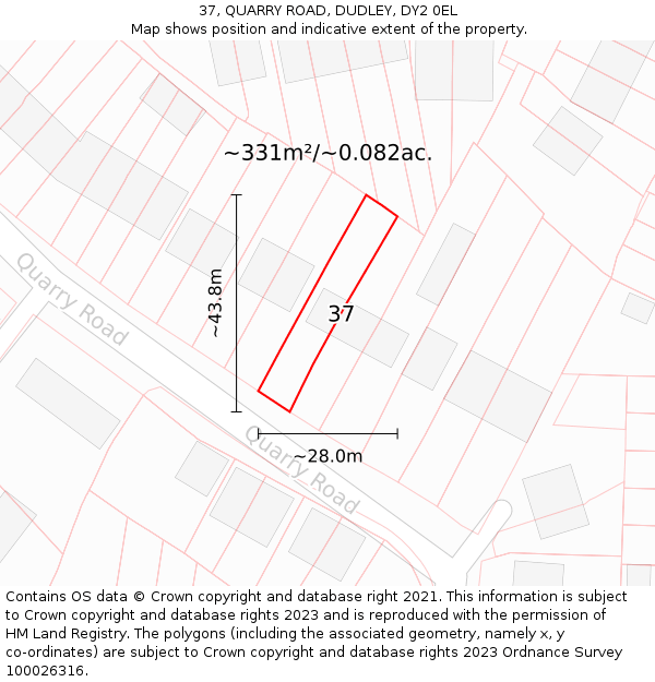 37, QUARRY ROAD, DUDLEY, DY2 0EL: Plot and title map