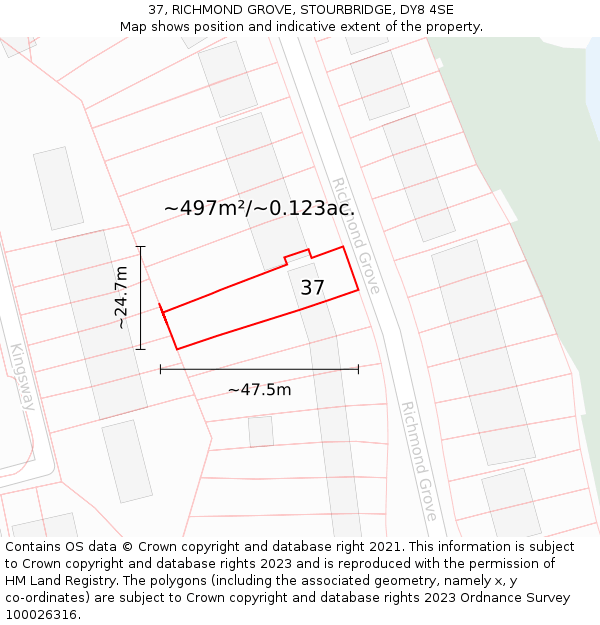 37, RICHMOND GROVE, STOURBRIDGE, DY8 4SE: Plot and title map