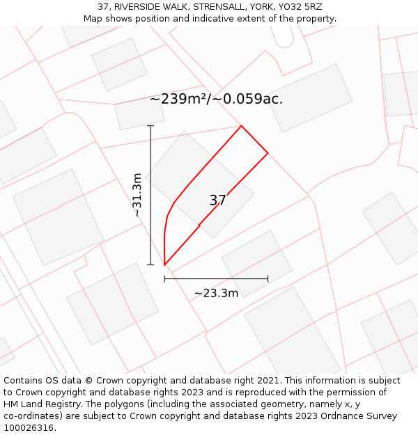 37, RIVERSIDE WALK, STRENSALL, YORK, YO32 5RZ: Plot and title map