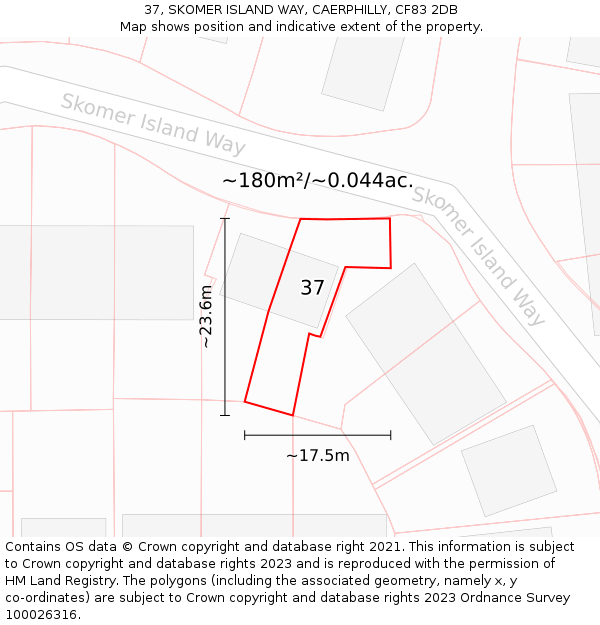 37, SKOMER ISLAND WAY, CAERPHILLY, CF83 2DB: Plot and title map