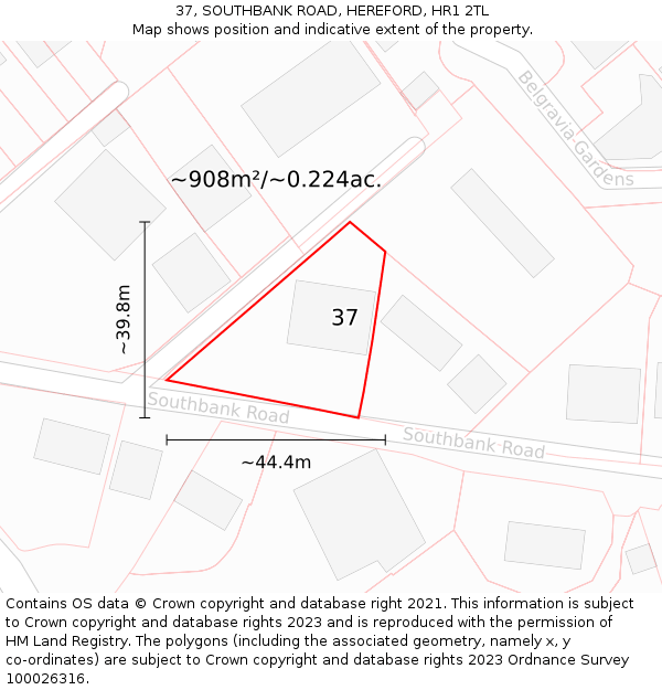 37, SOUTHBANK ROAD, HEREFORD, HR1 2TL: Plot and title map