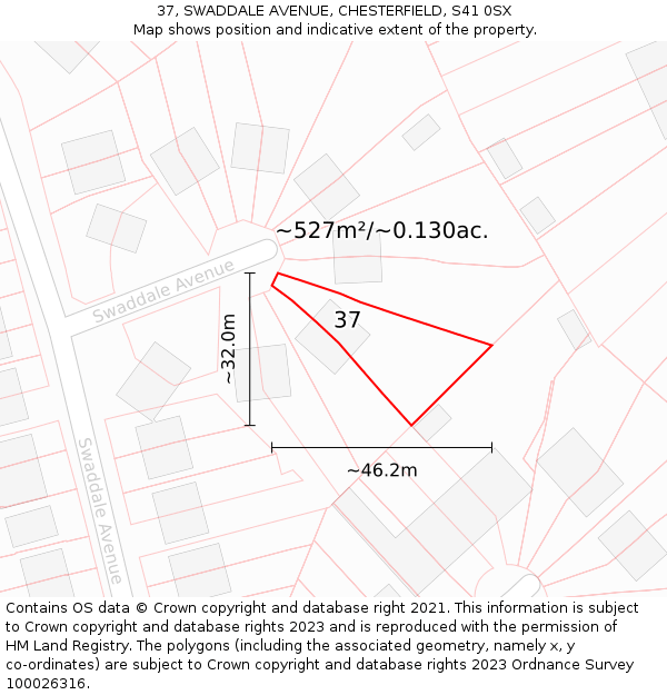 37, SWADDALE AVENUE, CHESTERFIELD, S41 0SX: Plot and title map