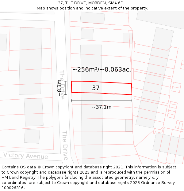 37, THE DRIVE, MORDEN, SM4 6DH: Plot and title map