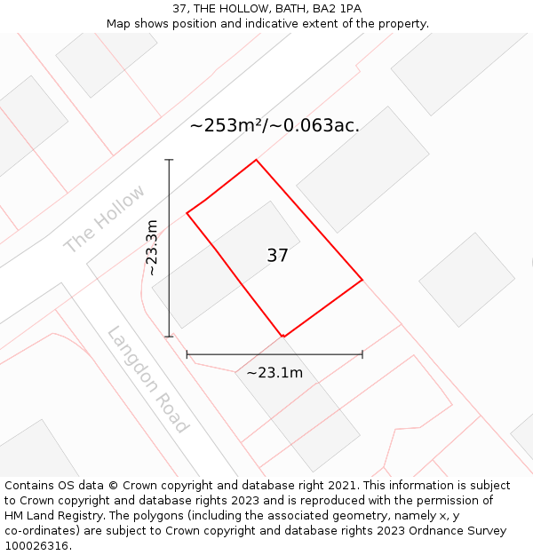 37, THE HOLLOW, BATH, BA2 1PA: Plot and title map