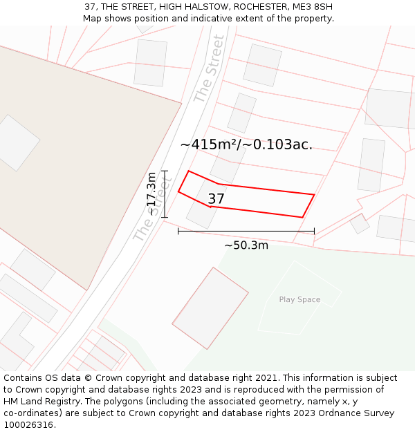 37, THE STREET, HIGH HALSTOW, ROCHESTER, ME3 8SH: Plot and title map