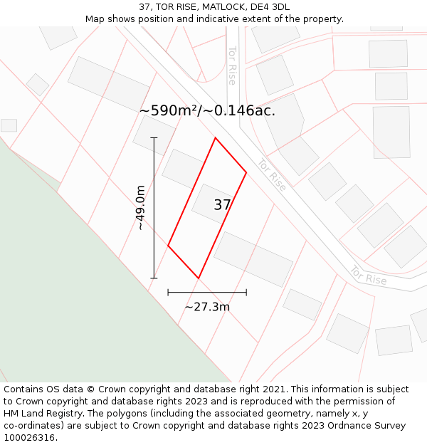 37, TOR RISE, MATLOCK, DE4 3DL: Plot and title map