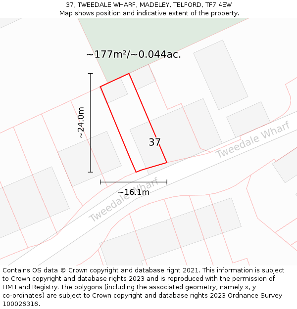 37, TWEEDALE WHARF, MADELEY, TELFORD, TF7 4EW: Plot and title map