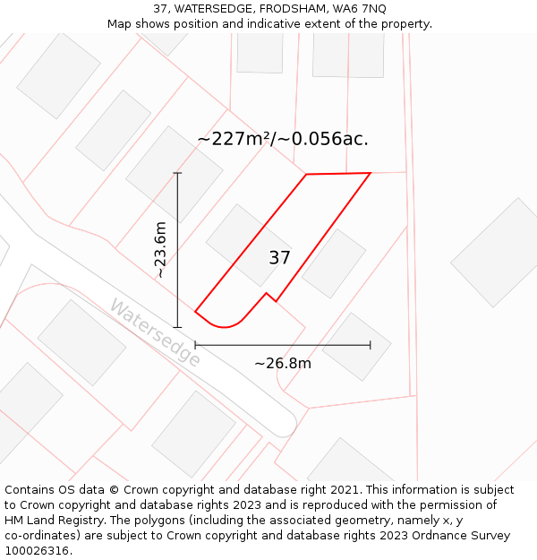 37, WATERSEDGE, FRODSHAM, WA6 7NQ: Plot and title map