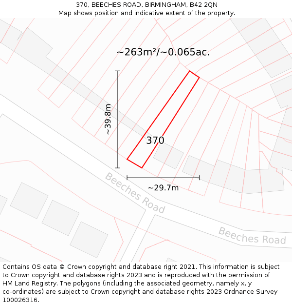 370, BEECHES ROAD, BIRMINGHAM, B42 2QN: Plot and title map