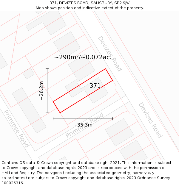 371, DEVIZES ROAD, SALISBURY, SP2 9JW: Plot and title map