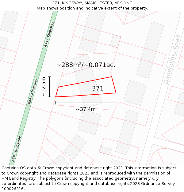 371, KINGSWAY, MANCHESTER, M19 1NG: Plot and title map