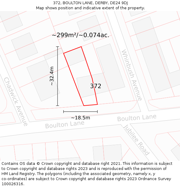 372, BOULTON LANE, DERBY, DE24 9DJ: Plot and title map