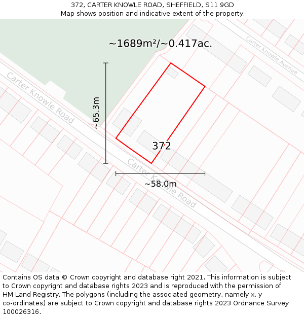 372, CARTER KNOWLE ROAD, SHEFFIELD, S11 9GD: Plot and title map