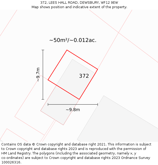 372, LEES HALL ROAD, DEWSBURY, WF12 9EW: Plot and title map