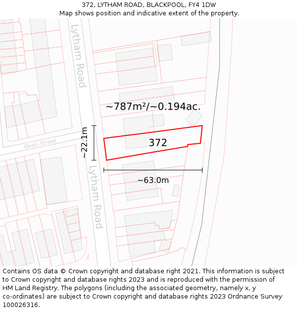 372, LYTHAM ROAD, BLACKPOOL, FY4 1DW: Plot and title map