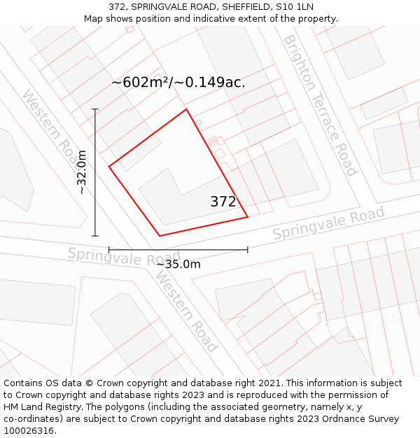 372, SPRINGVALE ROAD, SHEFFIELD, S10 1LN: Plot and title map