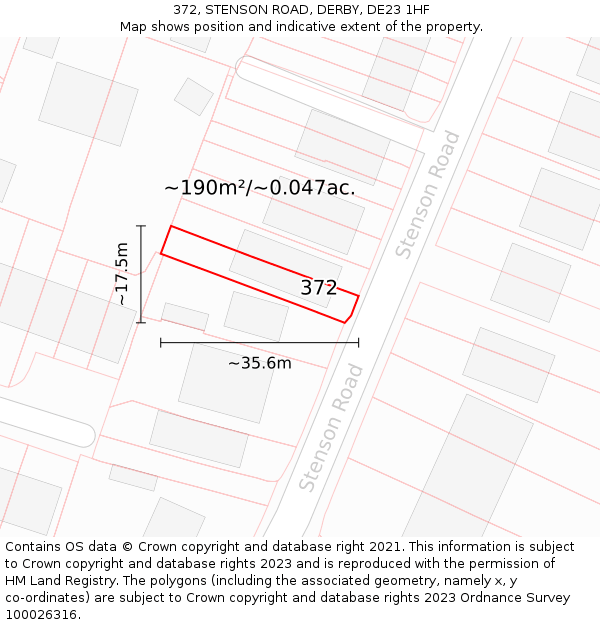 372, STENSON ROAD, DERBY, DE23 1HF: Plot and title map