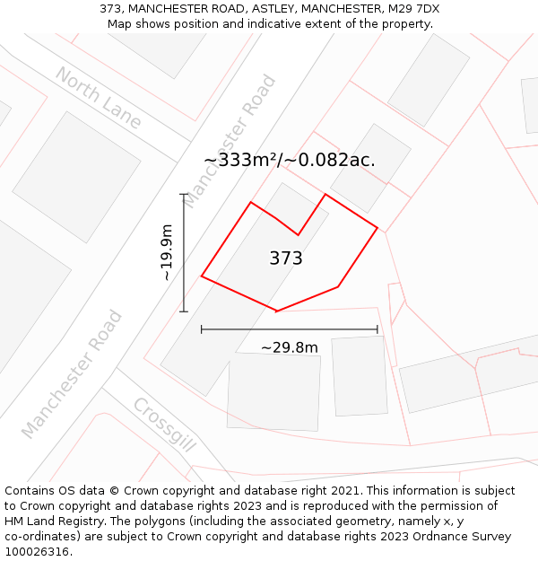 373, MANCHESTER ROAD, ASTLEY, MANCHESTER, M29 7DX: Plot and title map