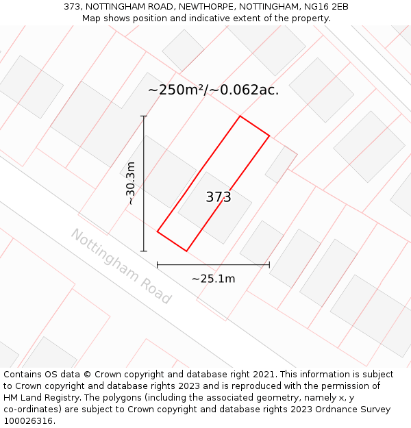 373, NOTTINGHAM ROAD, NEWTHORPE, NOTTINGHAM, NG16 2EB: Plot and title map